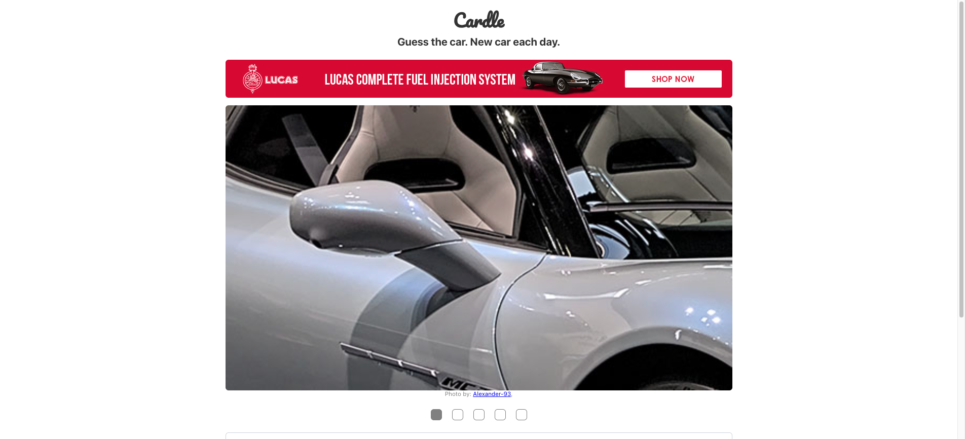 Screenshot of the Cardle game interface