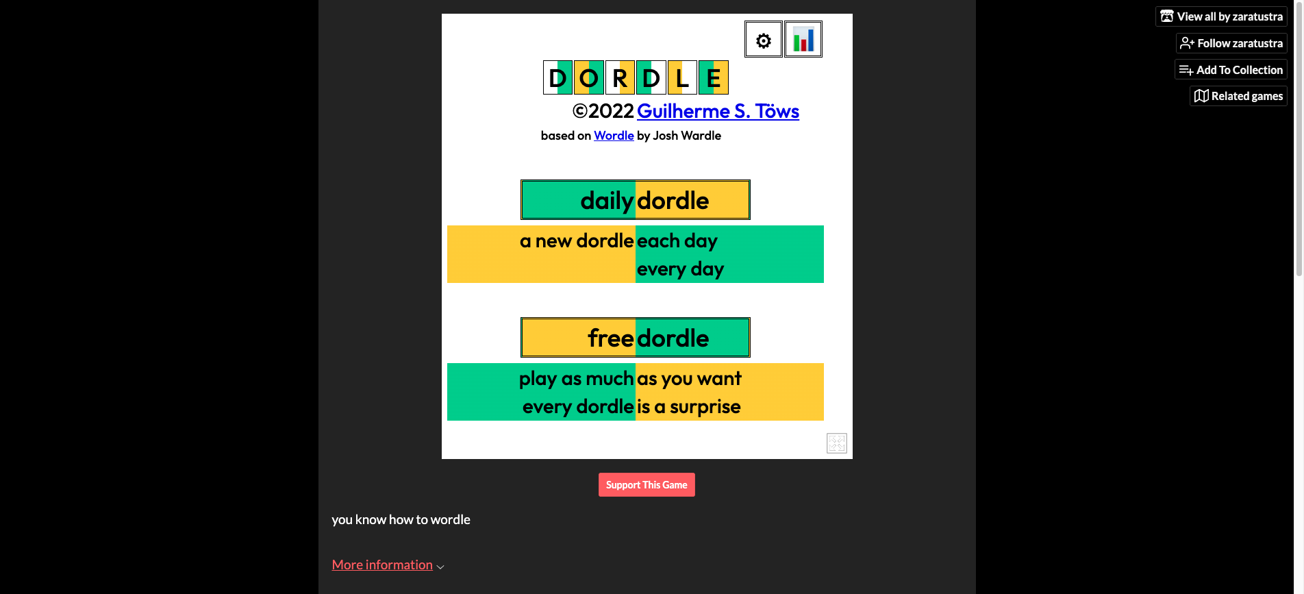 Screenshot of the Dordle game interface