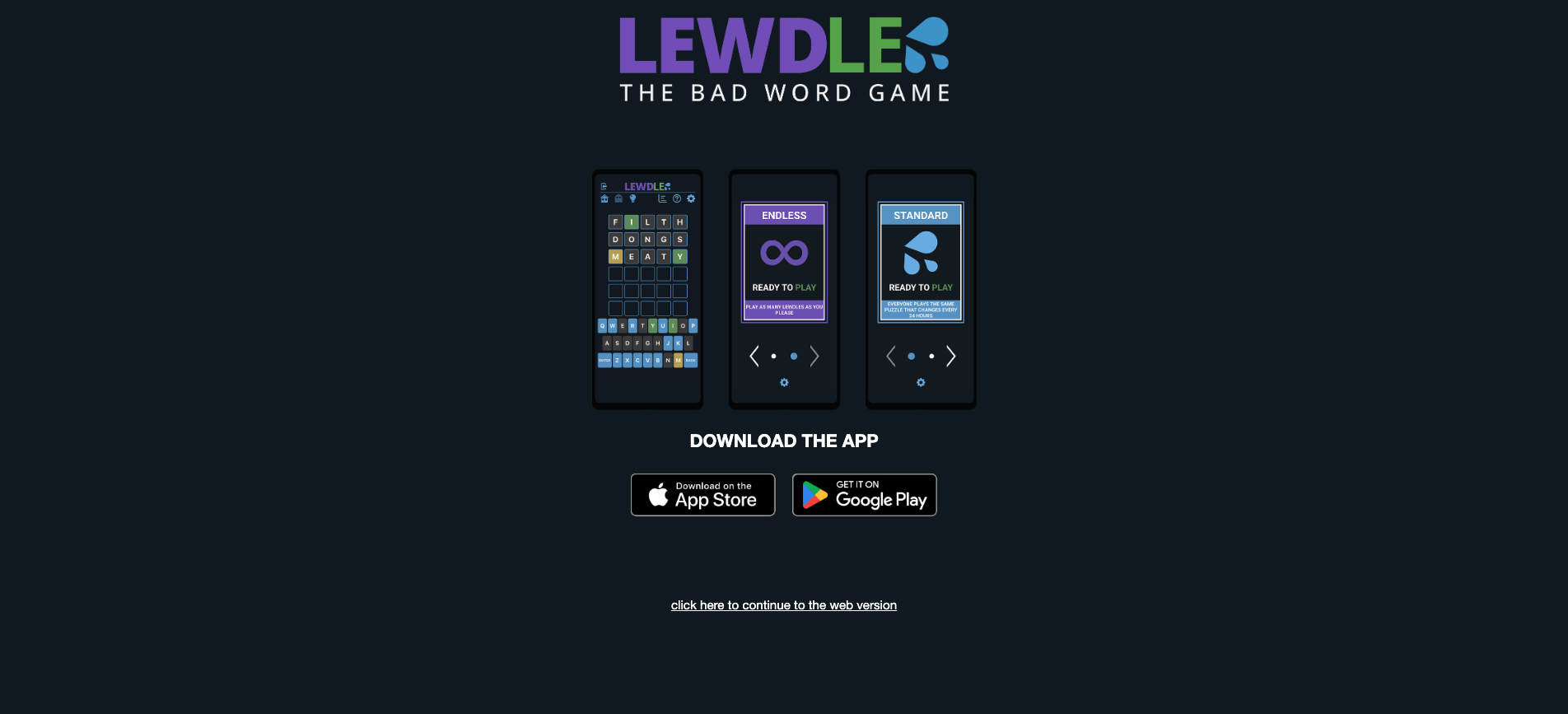 Screenshot of the Lewdle game interface
