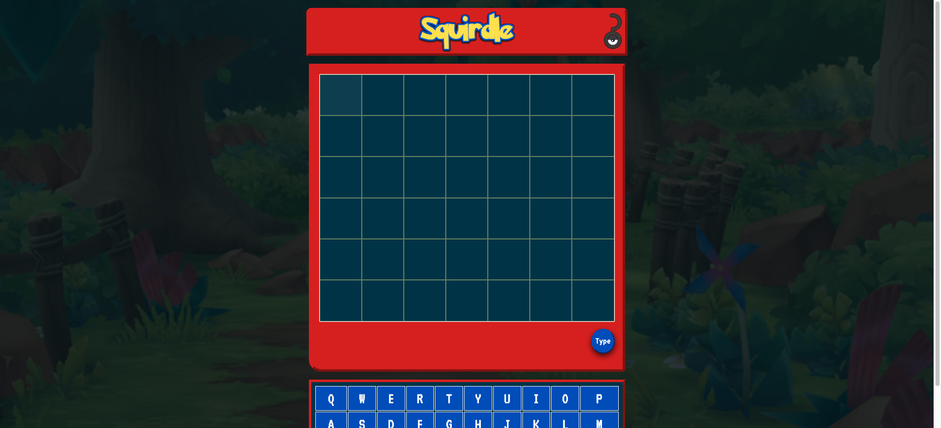 Screenshot of the Squirdle game interface