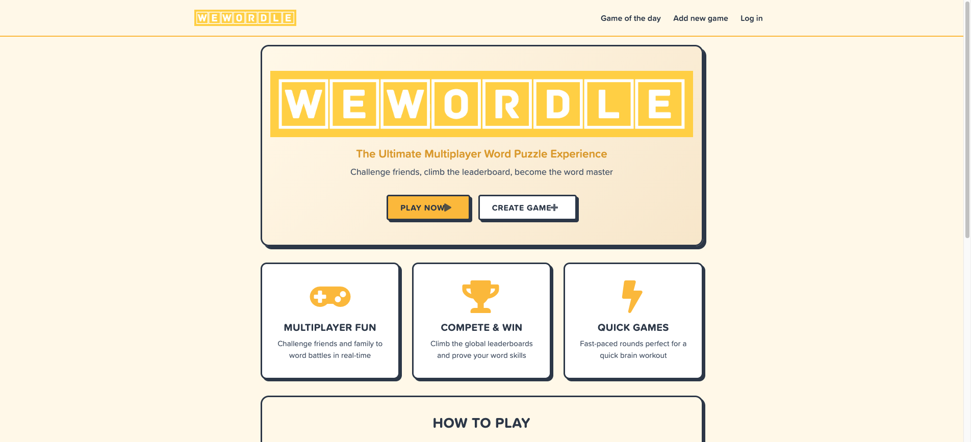 Screenshot of the WeWordle game interface